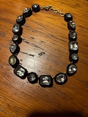 J Crew Rare Black and Clear Crystal Jewel Box Statement Necklace (Read)